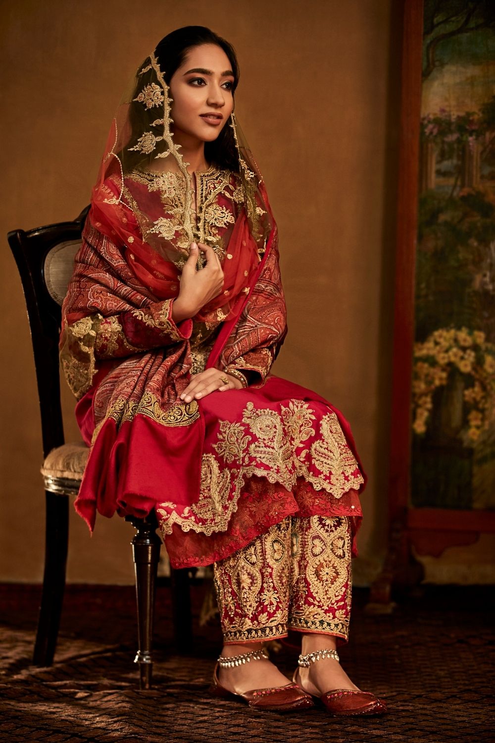 Red kalidar Salwar Set