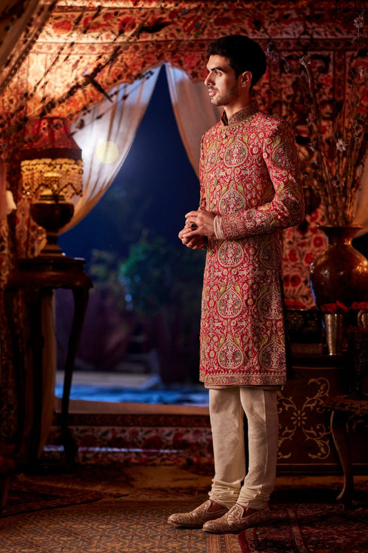 Pomegranate Red Sherwani Set