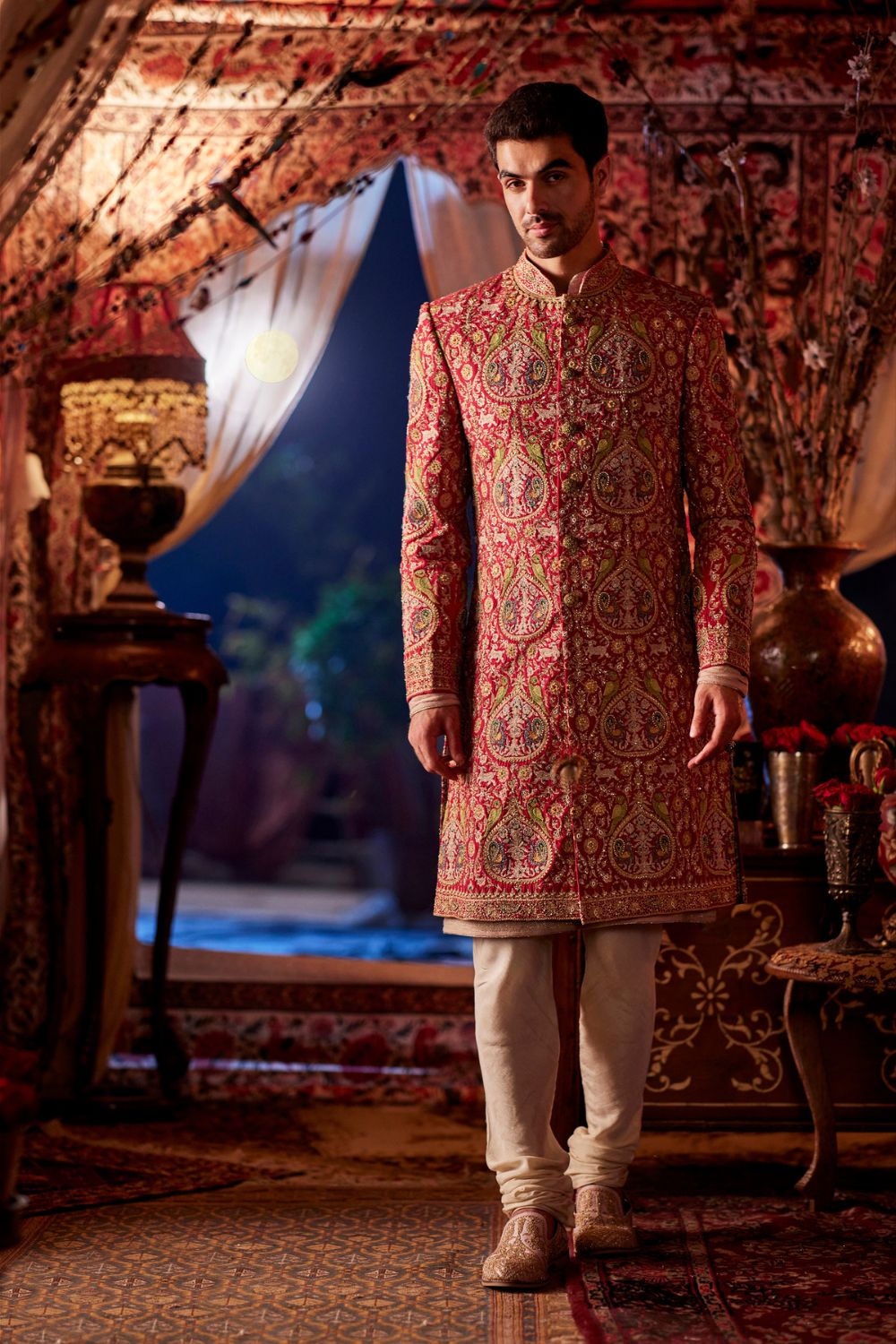 Pomegranate Red Sherwani Set