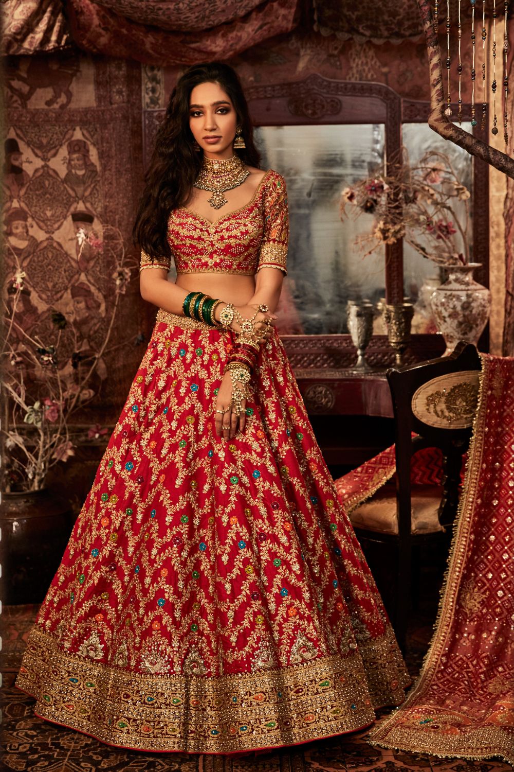 Deep red Lehenga Set
