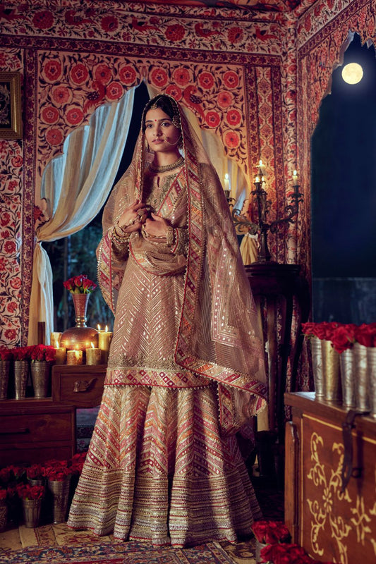 Peach Sharara Set