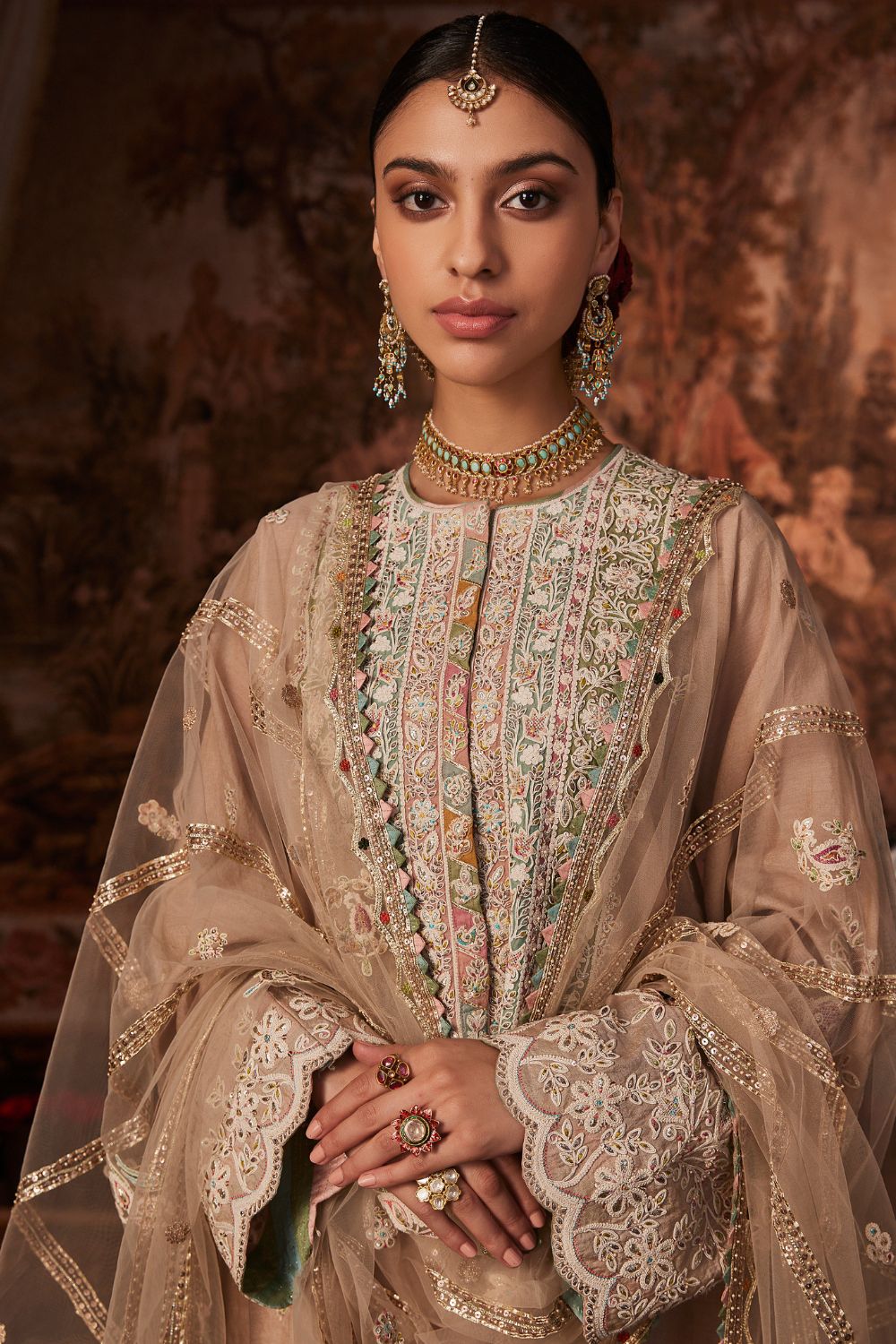 Pale Beige Silk Kurta Set
