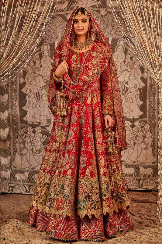 Scarlet red Anarkali Set