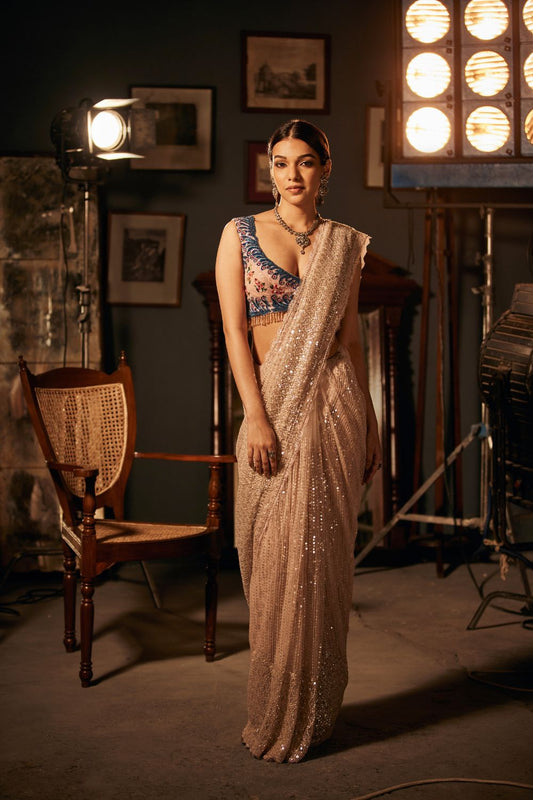 Ashes of rose  Saree Set