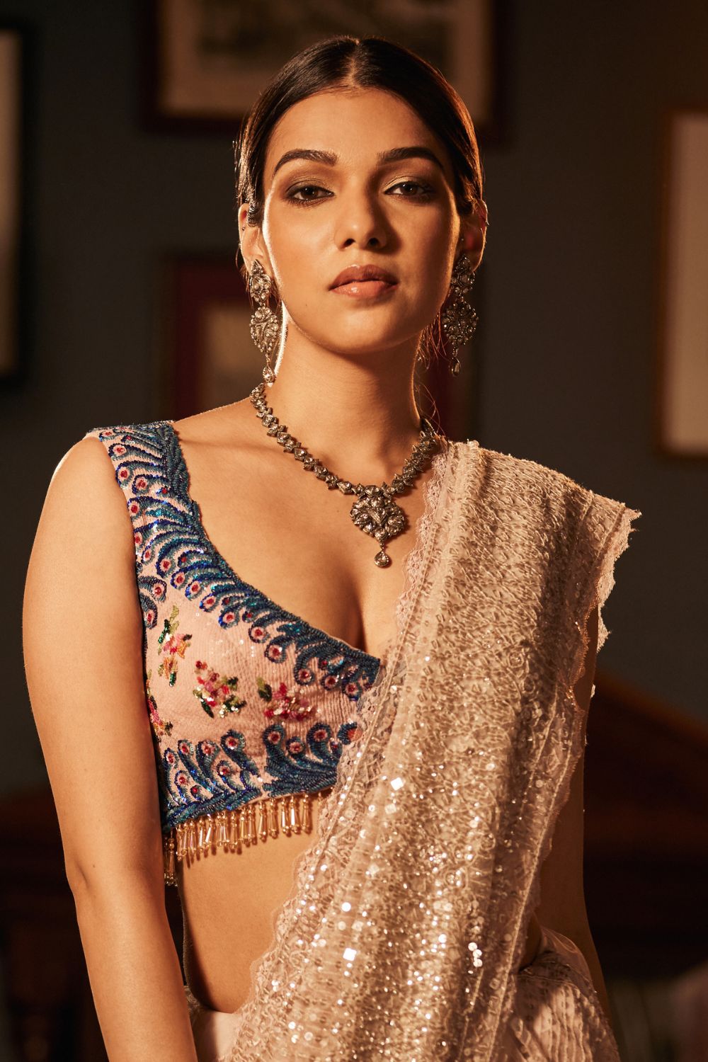 Ashes of rose  Saree Set