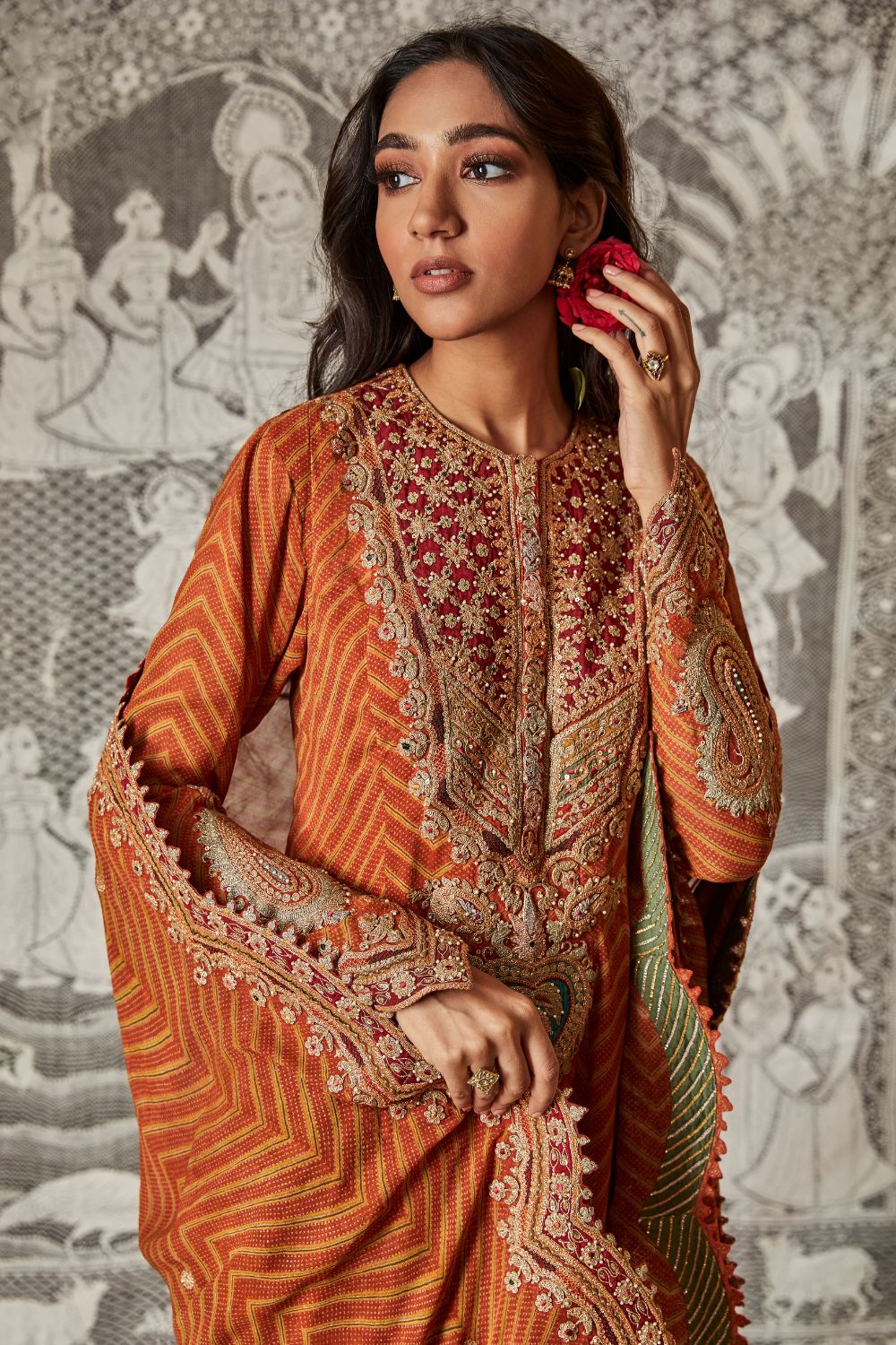 Mustard kalidar sharara set