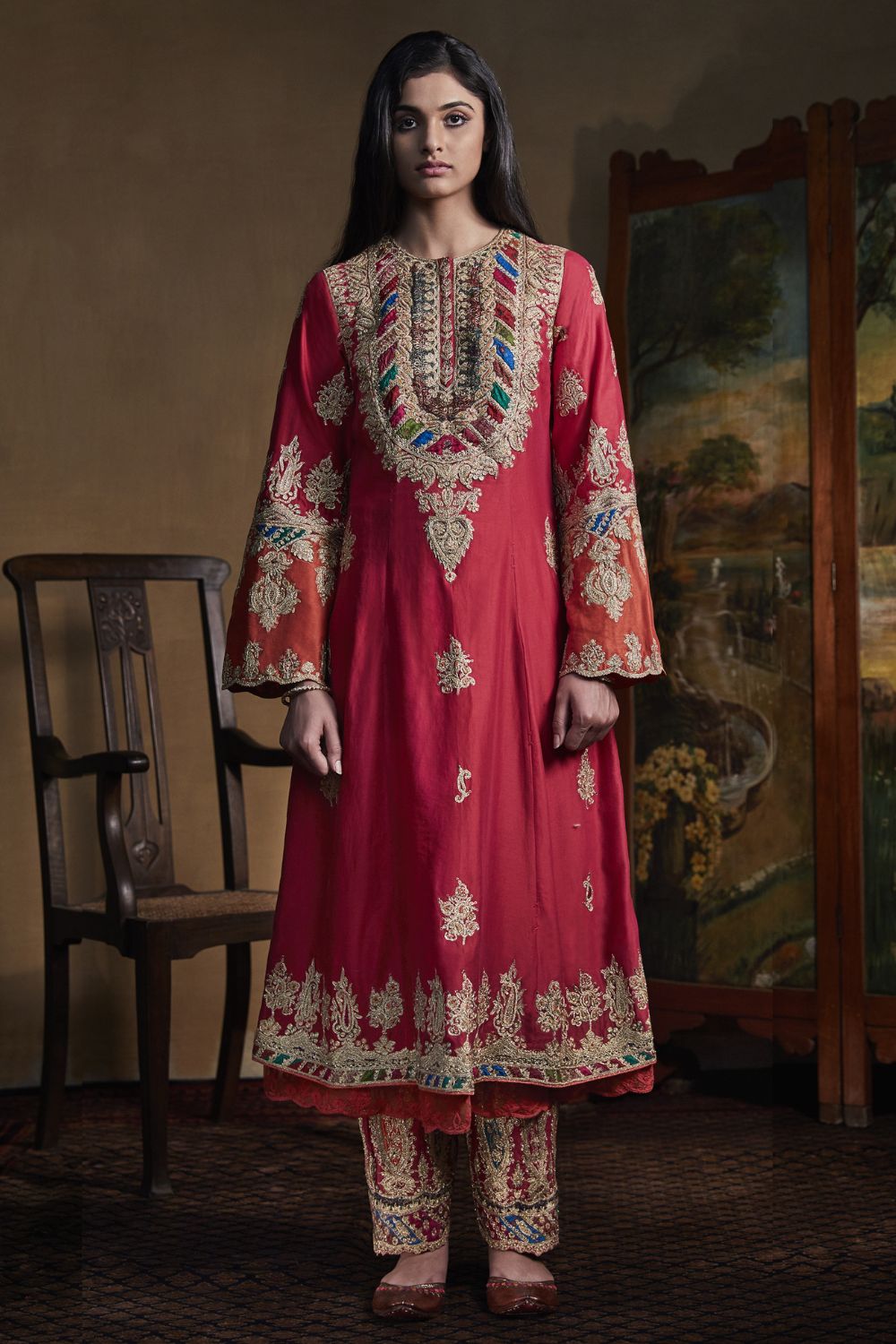 Poppy Red kurta and salwar set