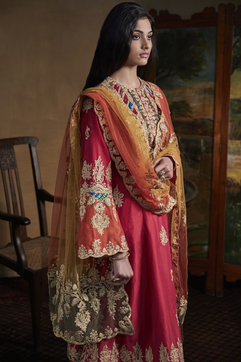 Poppy Red kurta and salwar set