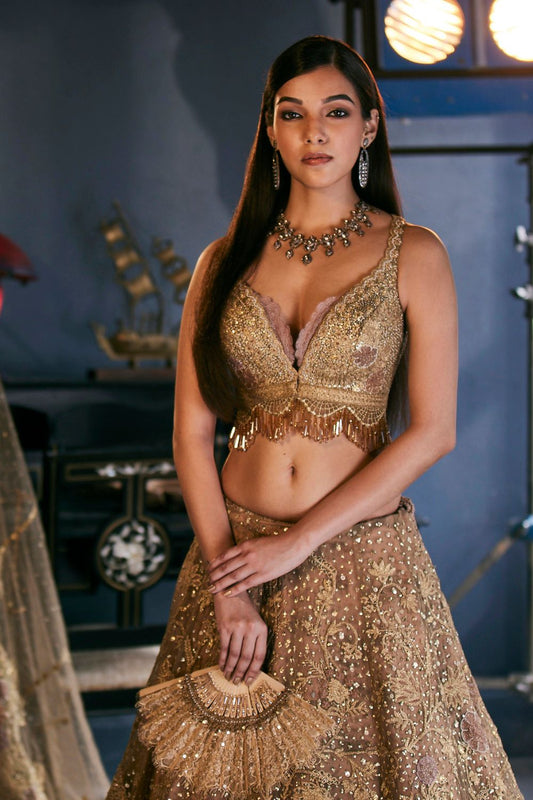 Burnished gold Lehenga Set