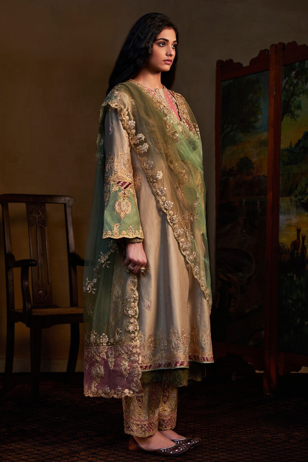 Khaki Kurta and salwar set