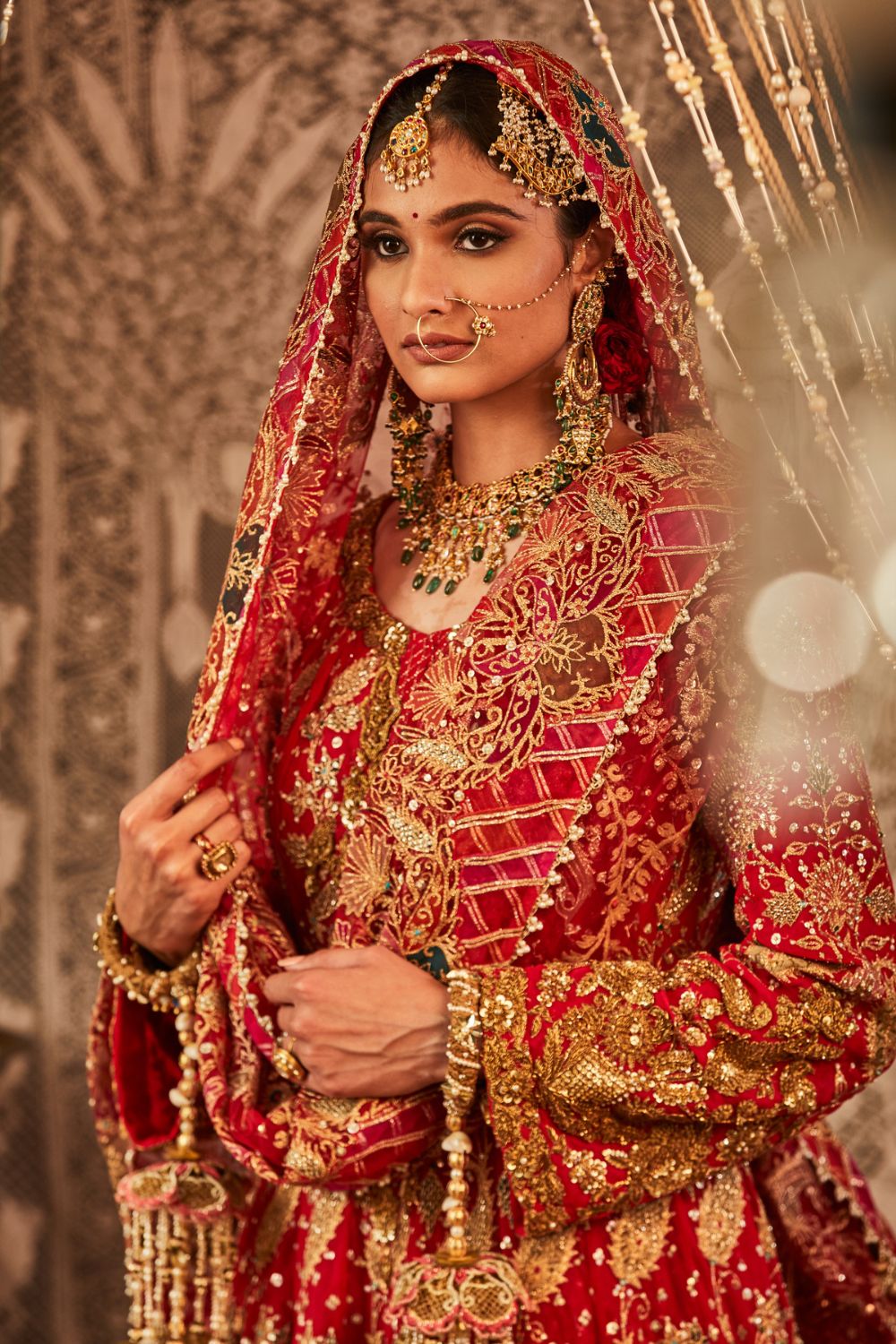Scarlet red Anarkali Set