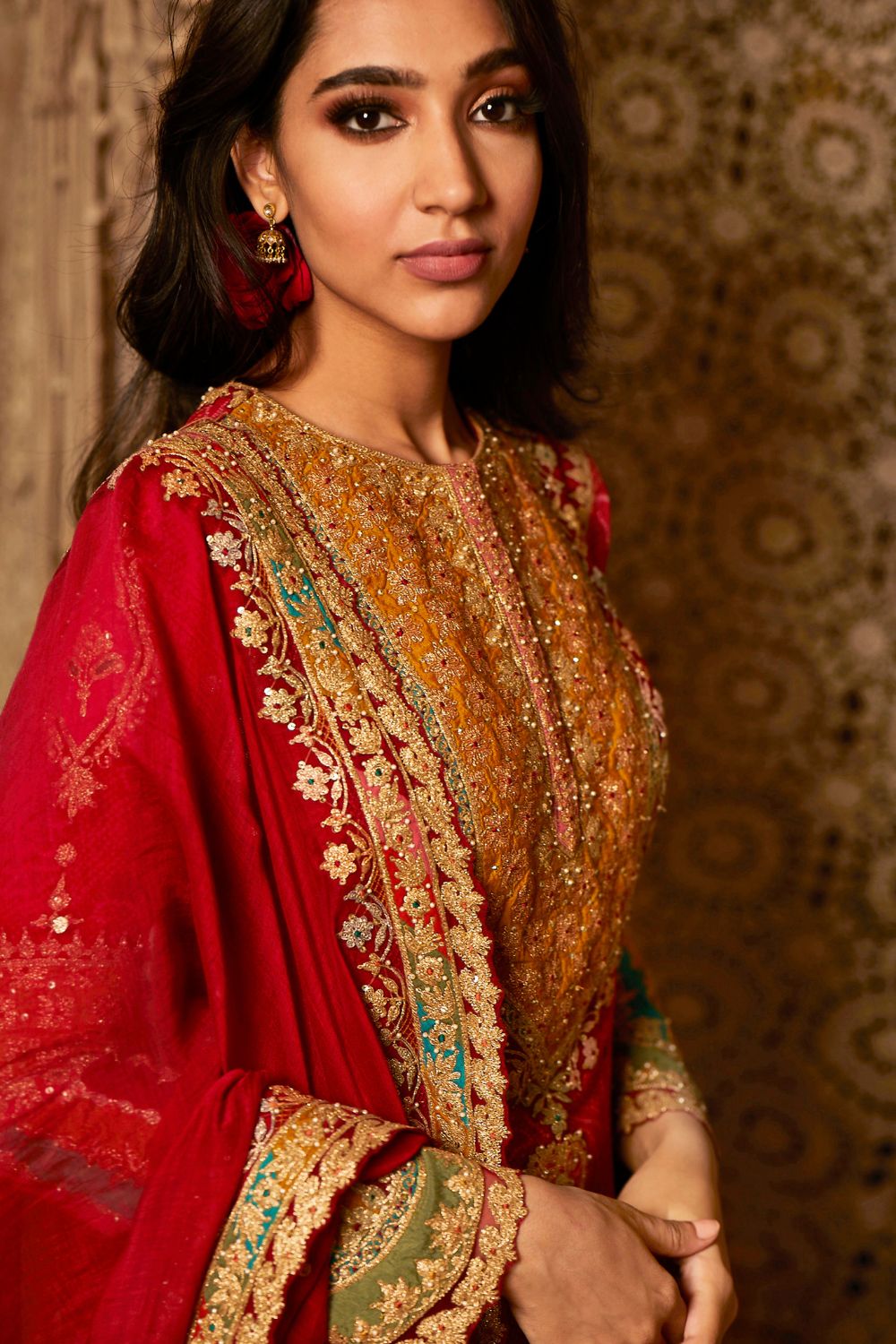 Red kurta sharara set