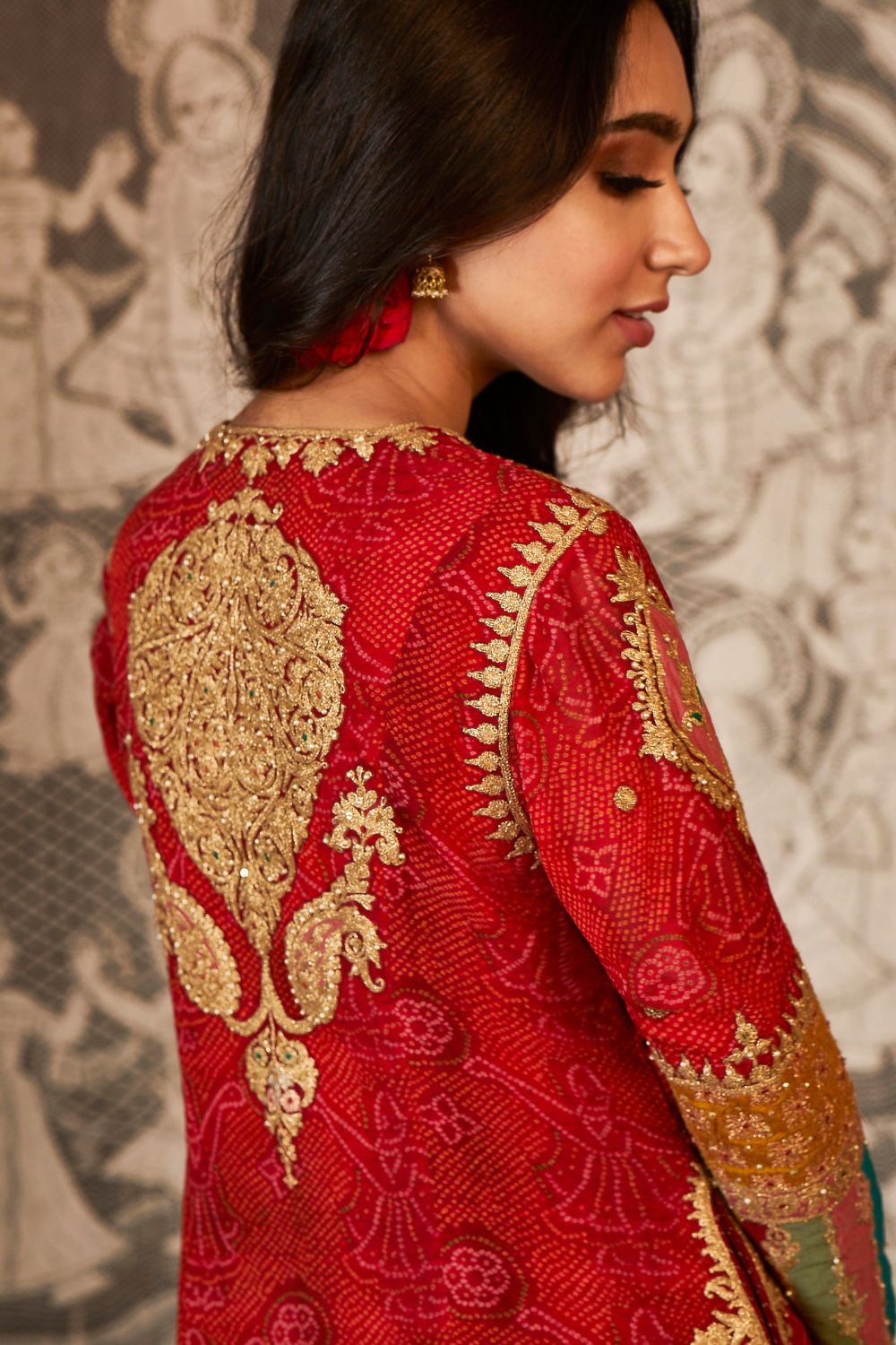 Red kurta sharara set