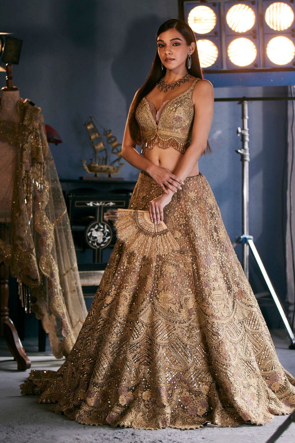 Burnished gold Lehenga Set