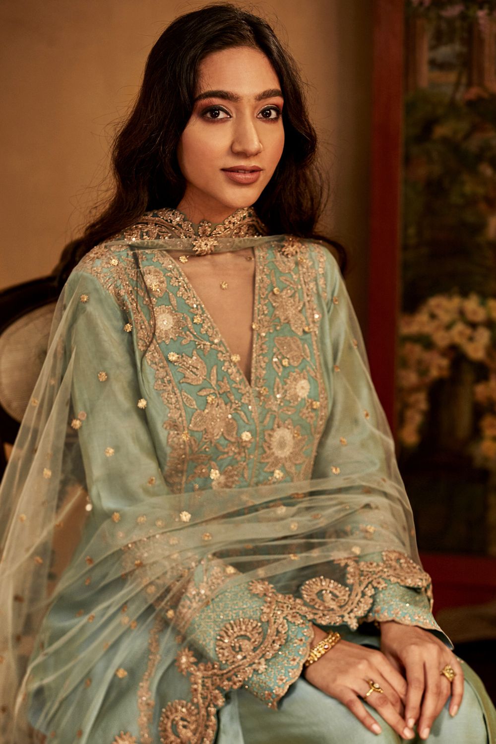 Ice Blue Kurta and Pants Set
