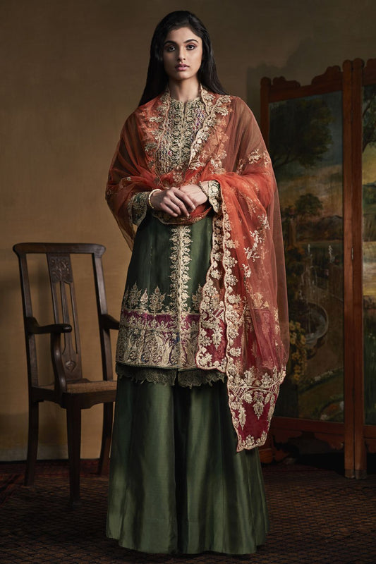 Green Kurta and Sharara set