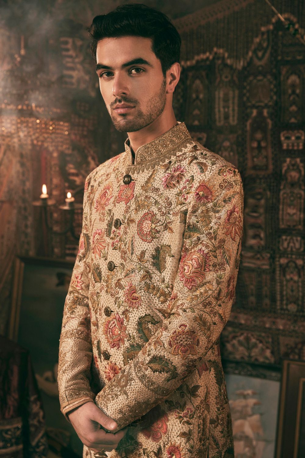 Ivory gold Sherwani Set