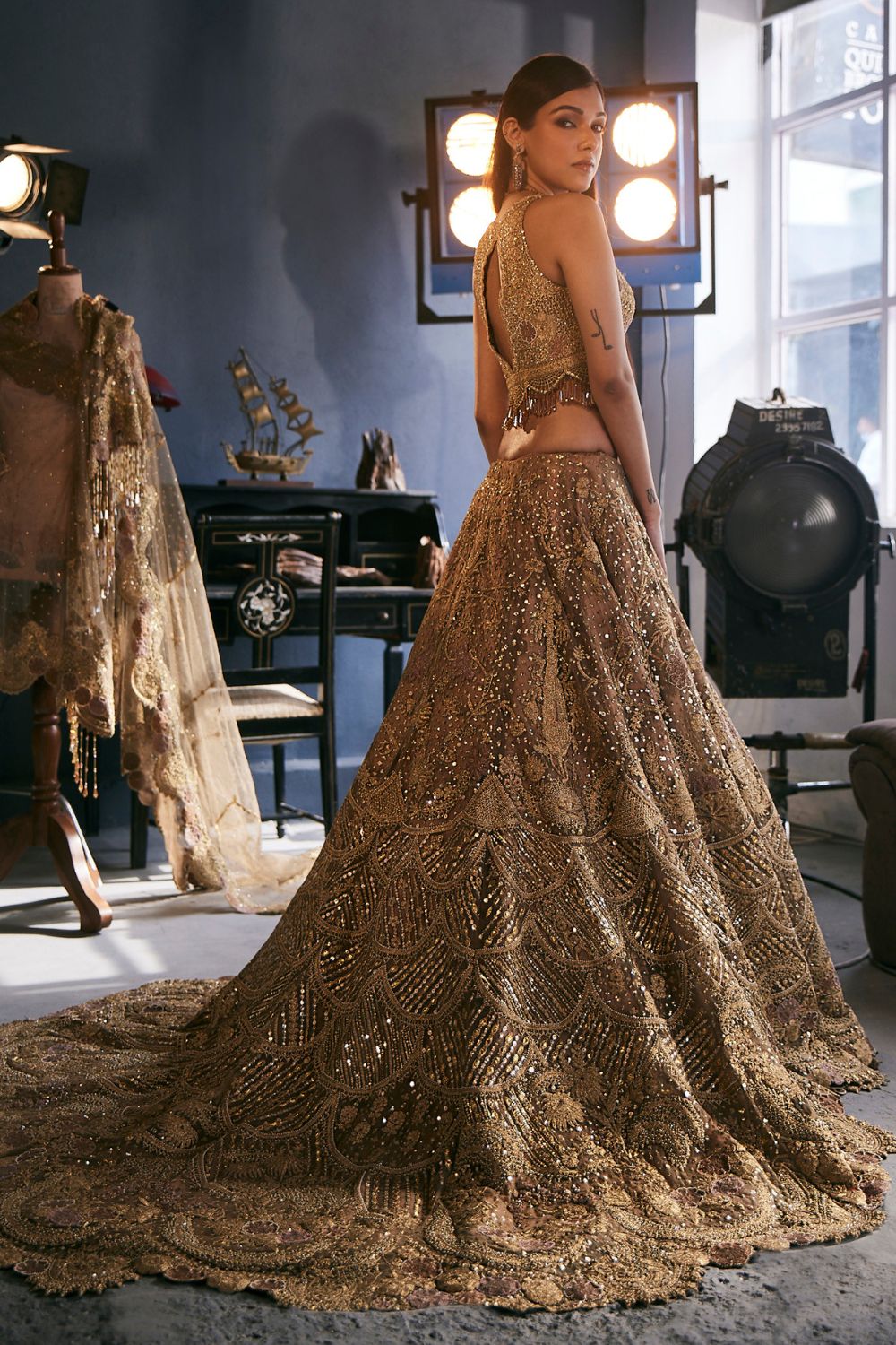 Burnished gold Lehenga Set