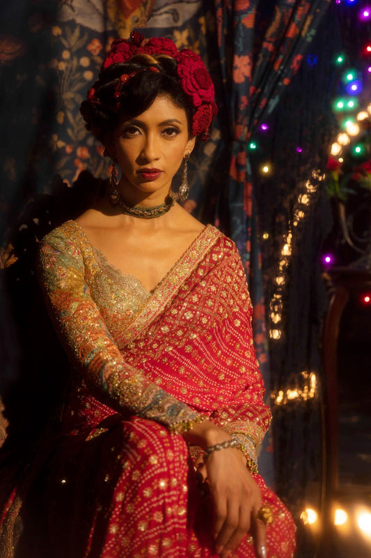 Deep Red Saree Set