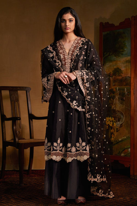 Black Kurta and Sharara Set