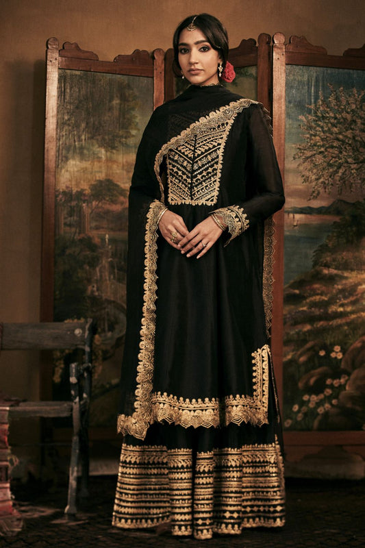 Black Kurta and Sharara Set