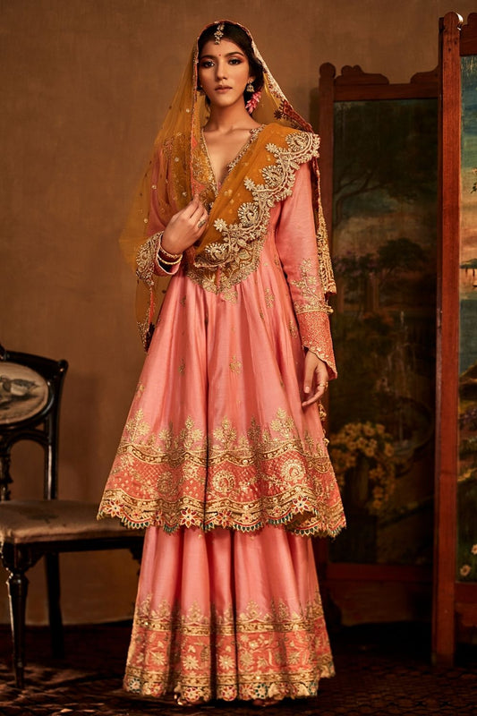 Pink Kalidar and sharara set