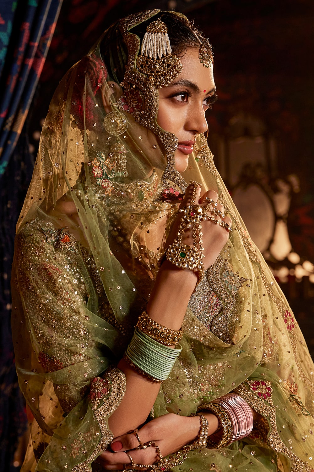 Pistachio Pichhwai Floral Lehenga