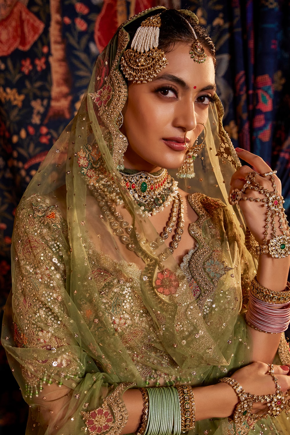 Pistachio Pichhwai Floral Lehenga