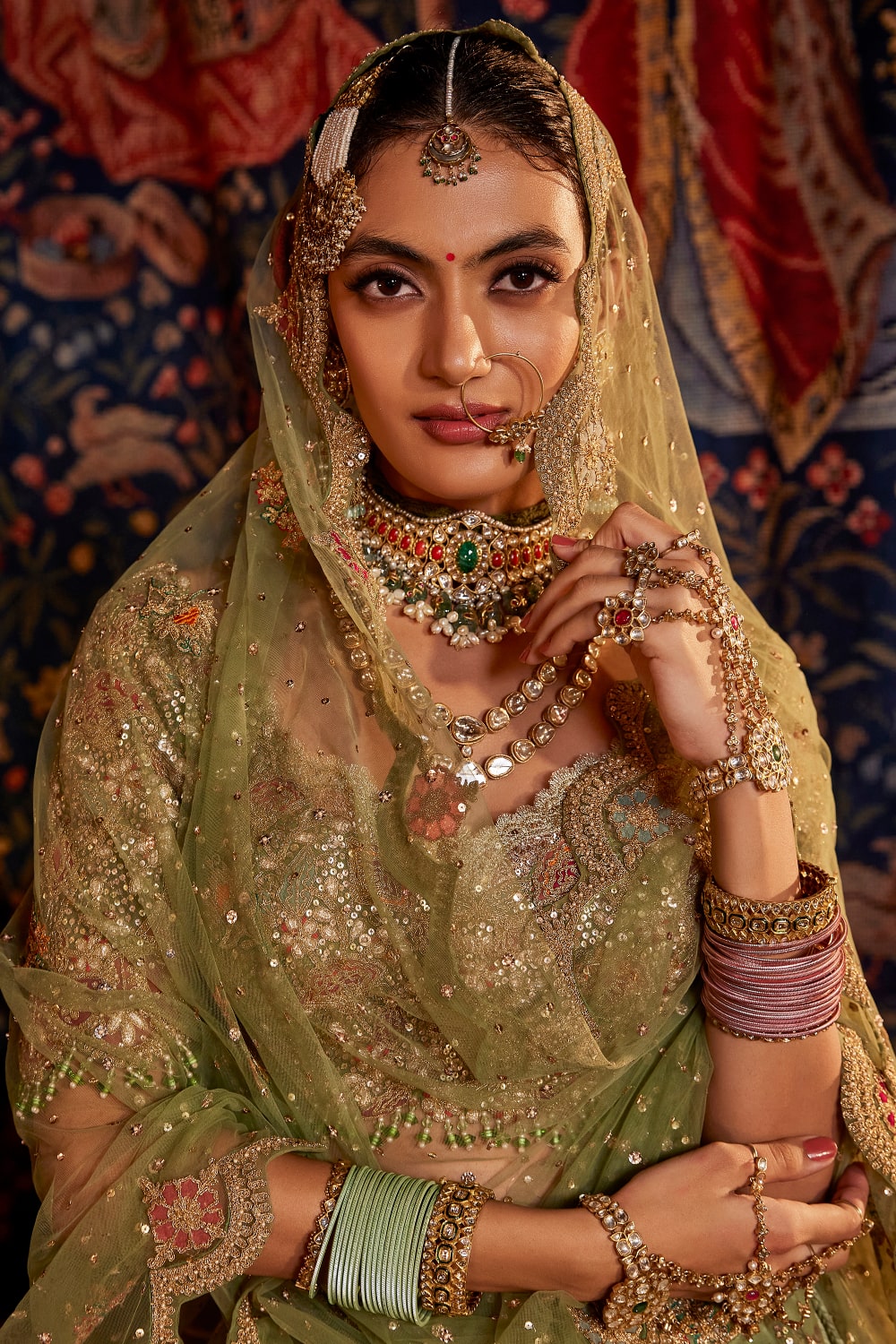 Pistachio Pichhwai Floral Lehenga