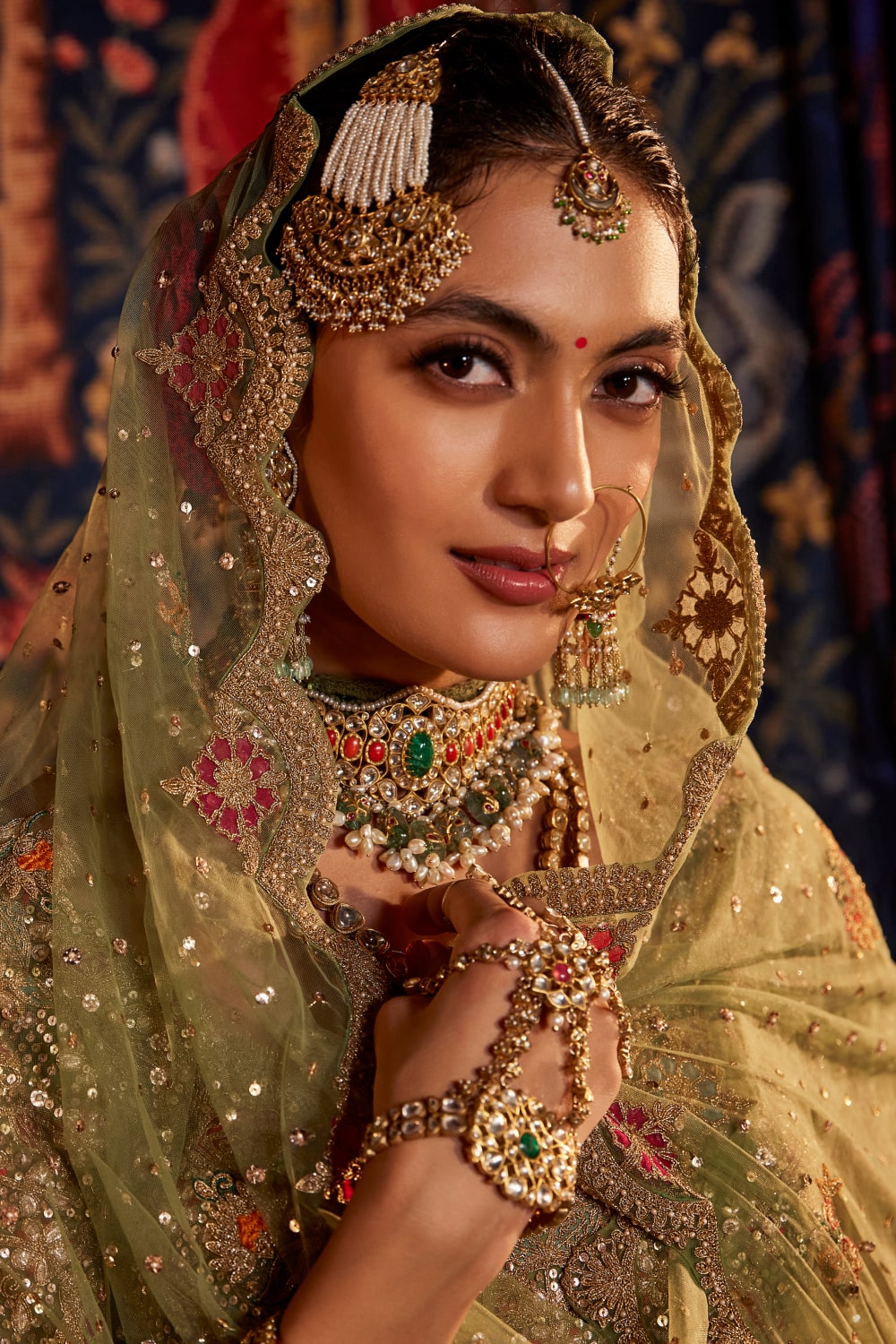 Pistachio Pichhwai Floral Lehenga