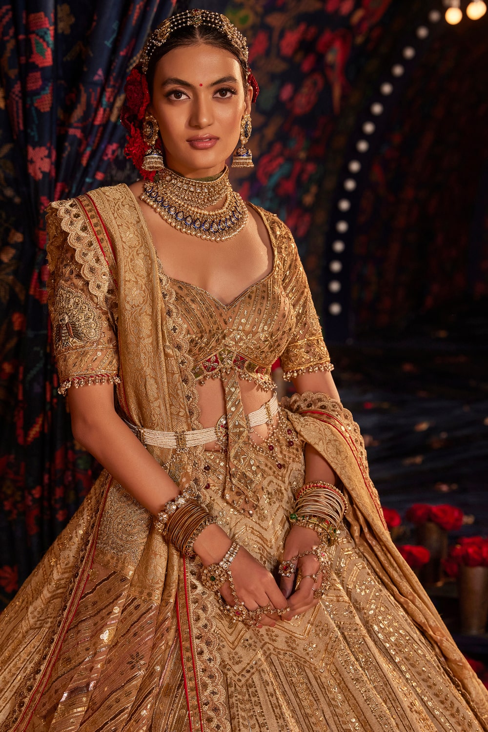 Pale Gold Gota-Patti Lehenga