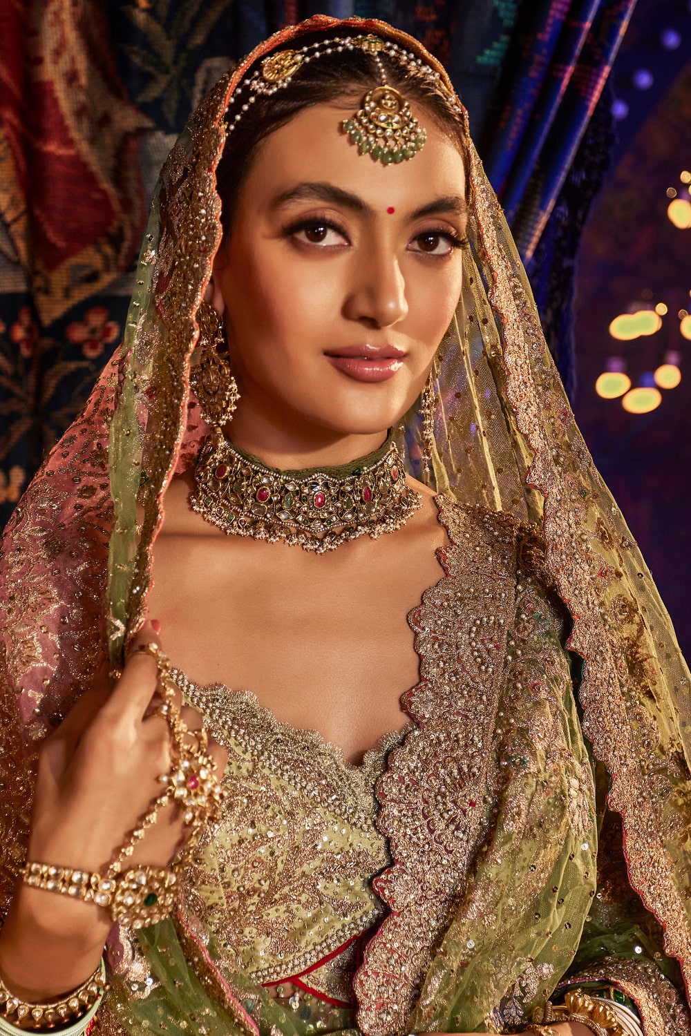 Lime Green Ombré Lehenga Set