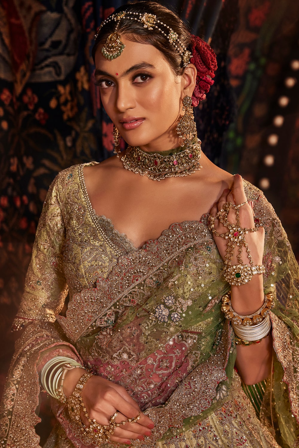 Lime Green Ombré Lehenga Set