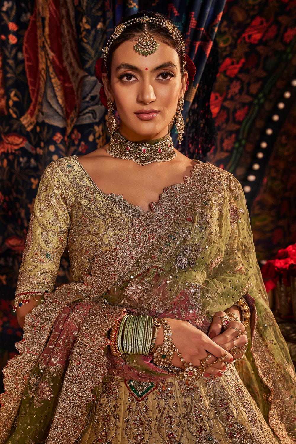 Lime Green Ombré Lehenga Set