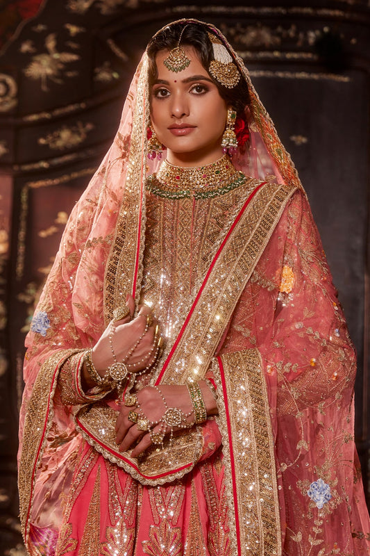 Coral Pink Sequin Kalidar Set