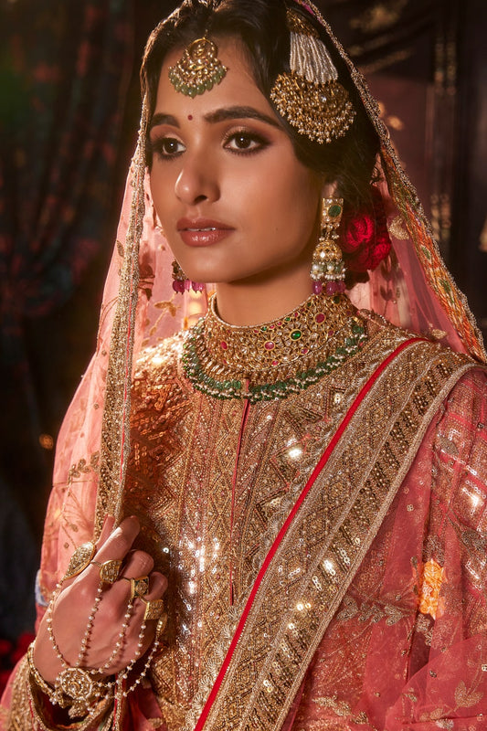 Coral Pink Sequin Kalidar Set