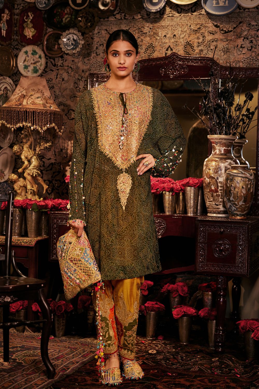 Green Kaftan Set